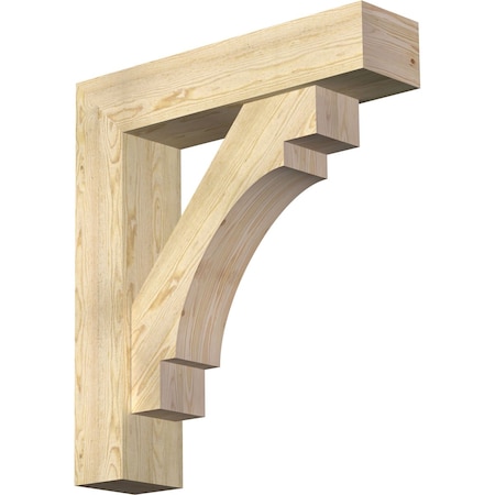 Merced Block Rough Sawn Bracket W/ Offset Brace, Douglas Fir, 8W X 34D X 38H